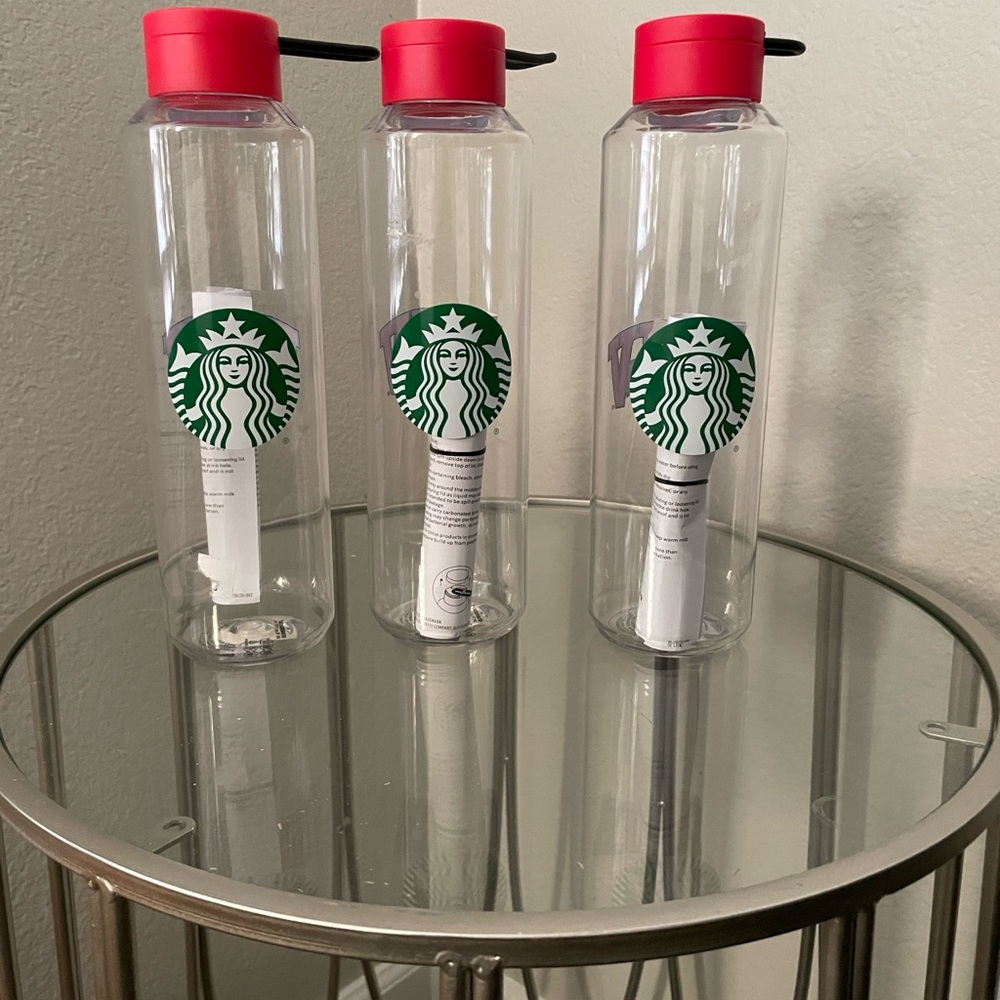 Starbucks Pink Lid Clear Bottle